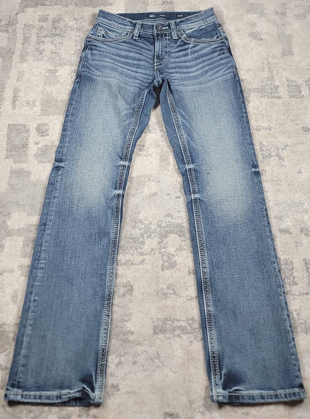 BKE Carter Men's Straight Leg Stitching Logo Blue Denim Jeans Sz 29x31